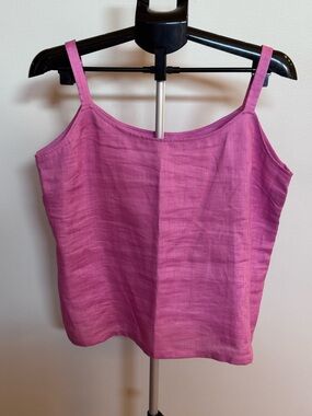 Dana Buchman Rose Pink Side Zip 100% Linen Blouse Size 14